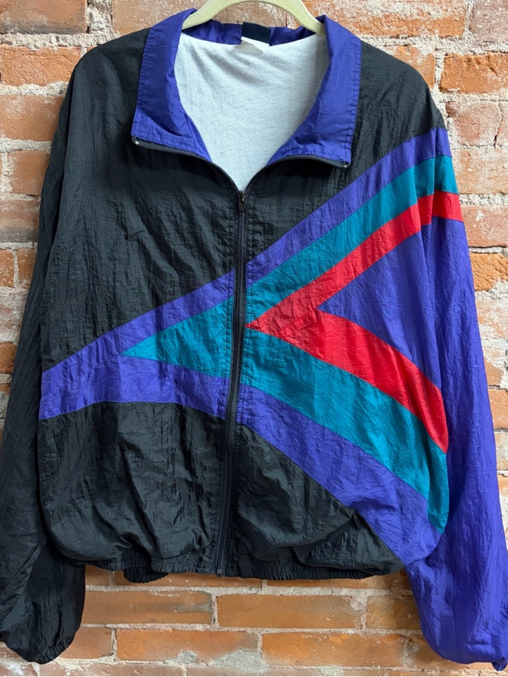 VTG Retro 80s / 90s White Stag Geometric Windbreaker Jacket Streetwear Women 2X